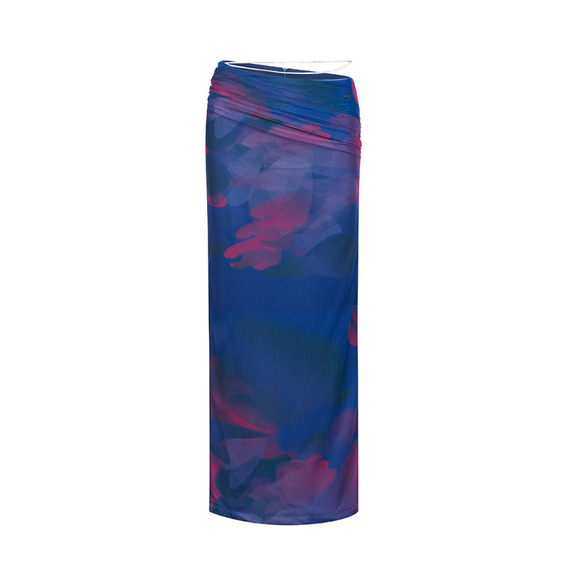 Sheer Luck PB Printed Top High Split Maxi Skirt Set