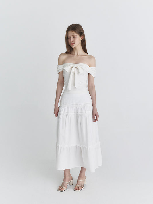 Not Your Rose Ivory Off-Shoulder Bow Top