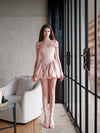 Sheer Luck Amari Fishbone Corset Bud Dress (Pink)