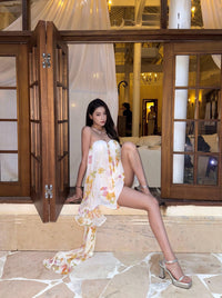 Sheer Luck Thiri雪纺抹胸飘蓬蓬荷叶边连衣裙（雏菊印花）