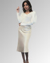 Celeste Rhinestone Pencil Skirt (Champagne)