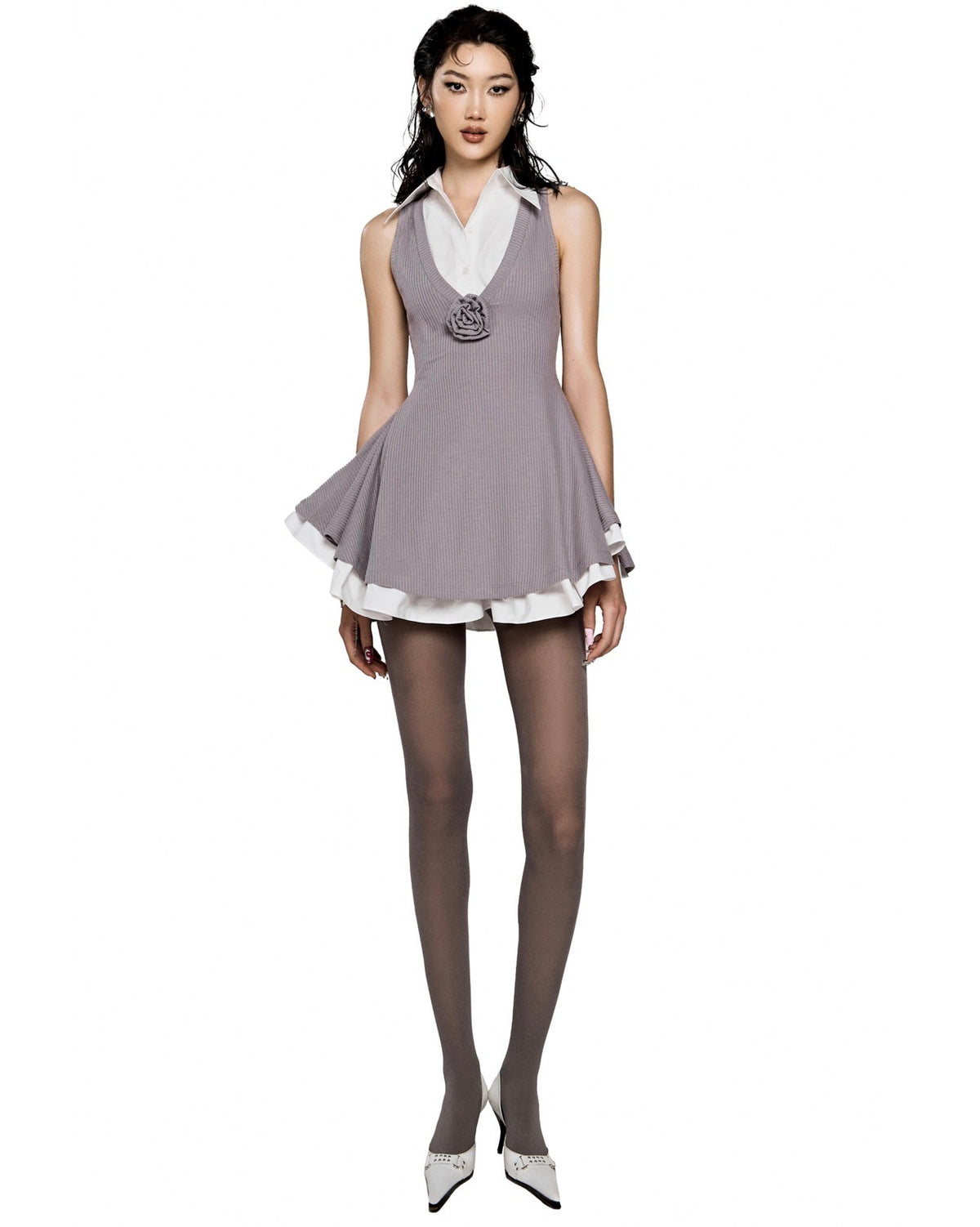 LSOUL Moore Gray Shirt Dress Two-Piece Set