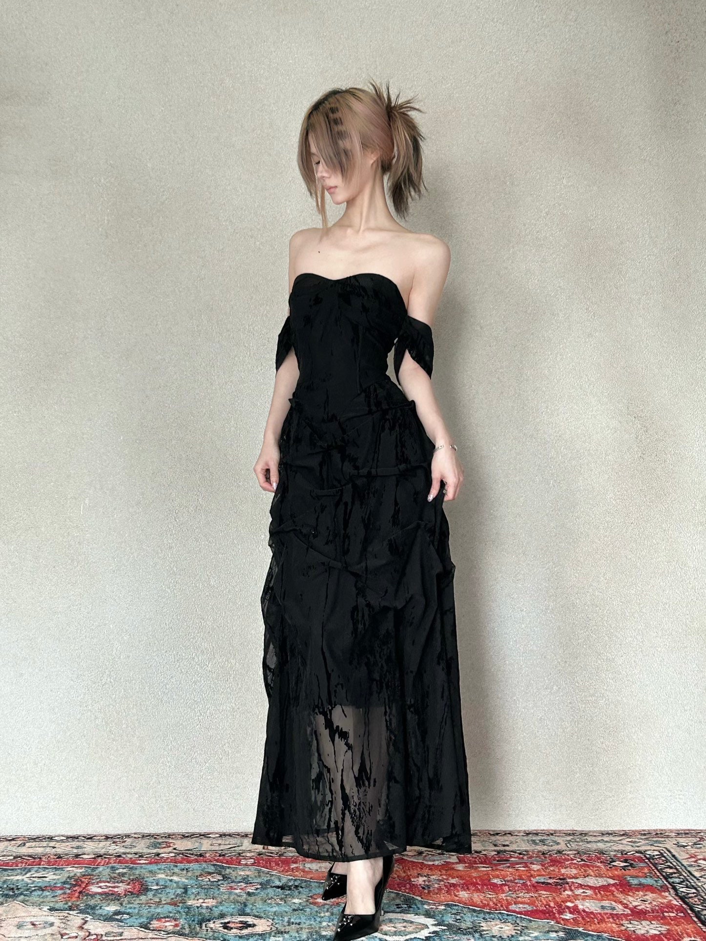 CROWCREW Nightfall Gathered Slim-Fit Dress