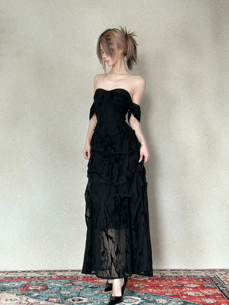 CROWCREW Nightfall Gathered Slim-Fit Dress