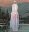 KINGWEN Gradient Color Printed Slip Maxi Dress