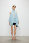 Artel Retro Light  Blue Off-Shoulder Ribbon Top