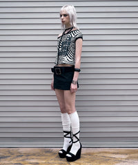 NOTKNOWING One Shoulder Ringer Top (ZEBRA)