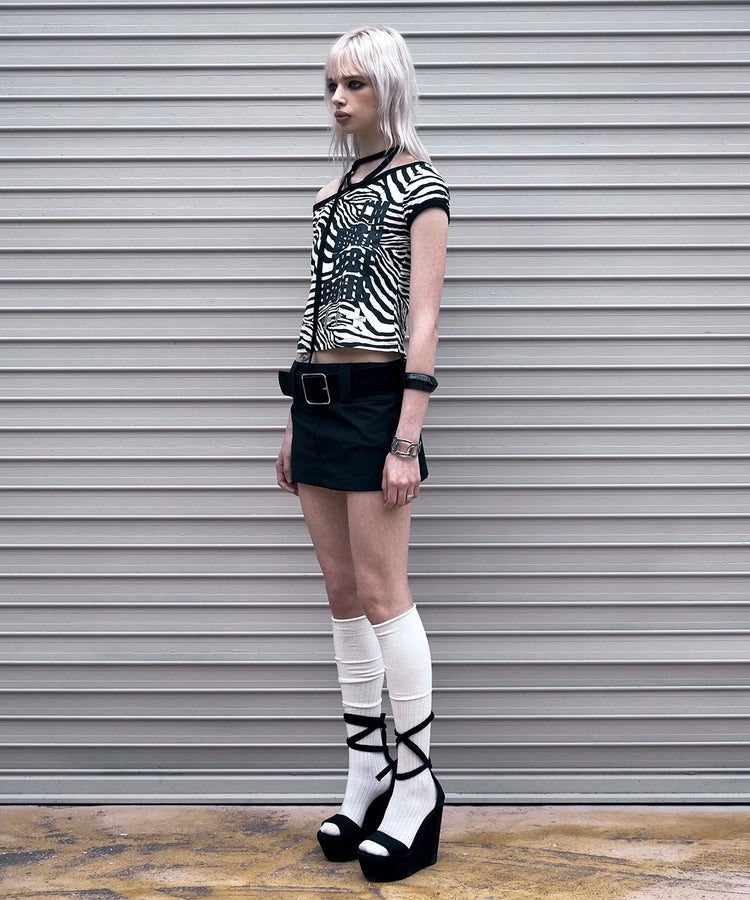 NOTKNOWING One Shoulder Ringer Top (ZEBRA)