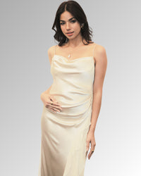 Seraphina Ruffle Midi Dress  (Champagne)