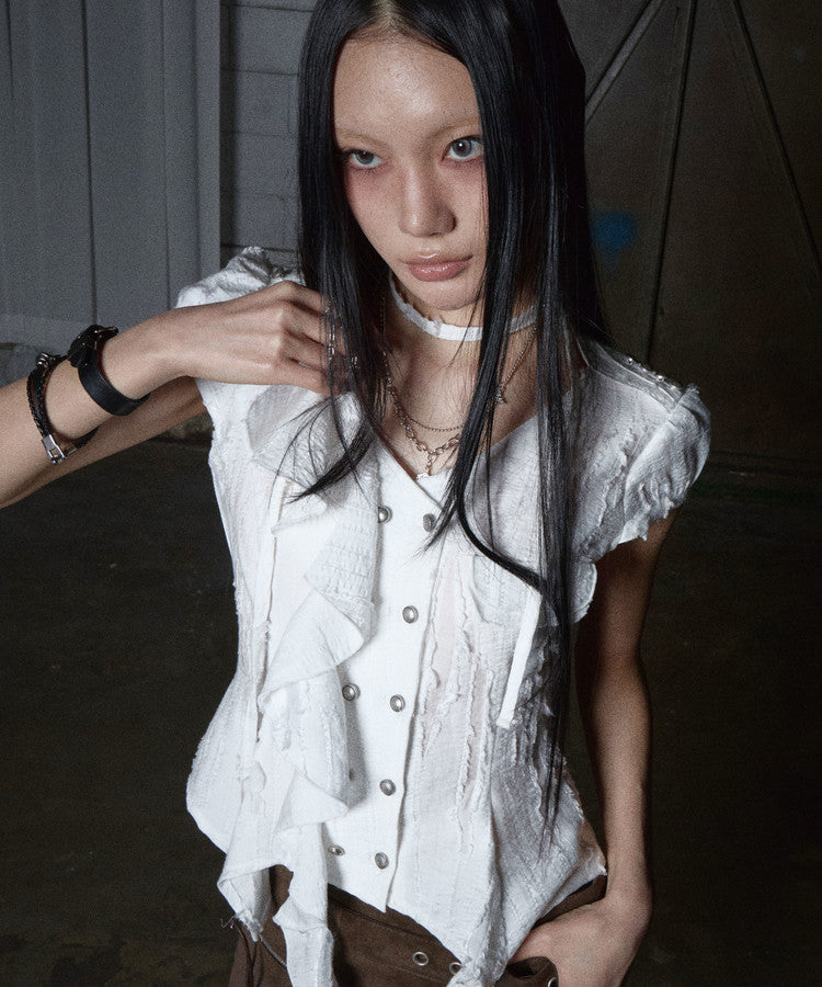 NOTKNOWING Mili Grunge Shirt (WHITE)