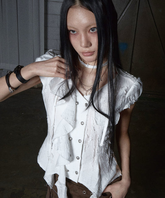 NOTKNOWING Mili Grunge Shirt (WHITE)