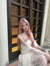 CROWCREW White Oriole Morning Mist Strapless Maxi Dress