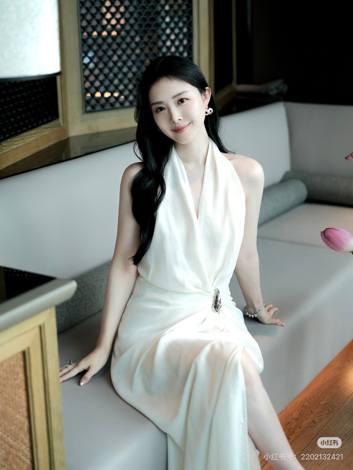 BY TRIOTRIO White Halter Open-Back Dress