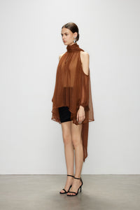 Artel Retro Caramel Light Off-Shoulder Ribbon Top