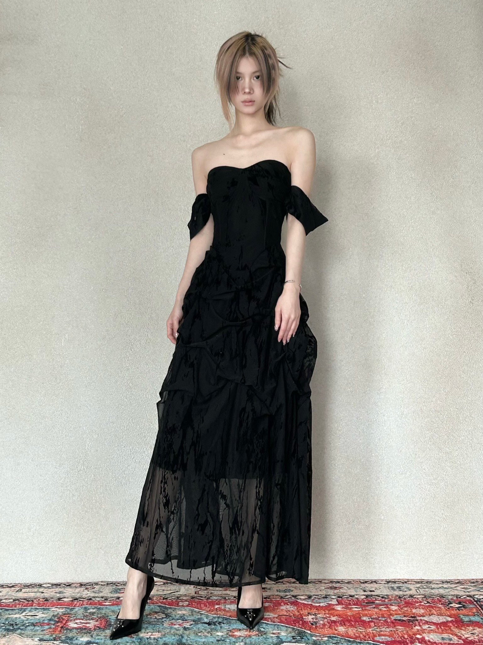 CROWCREW Nightfall Gathered Slim-Fit Dress