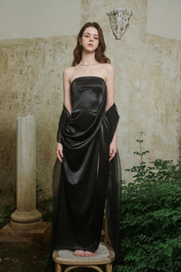 CROWCREW Night Butterfly Mist-Shrouded Strapless Dress