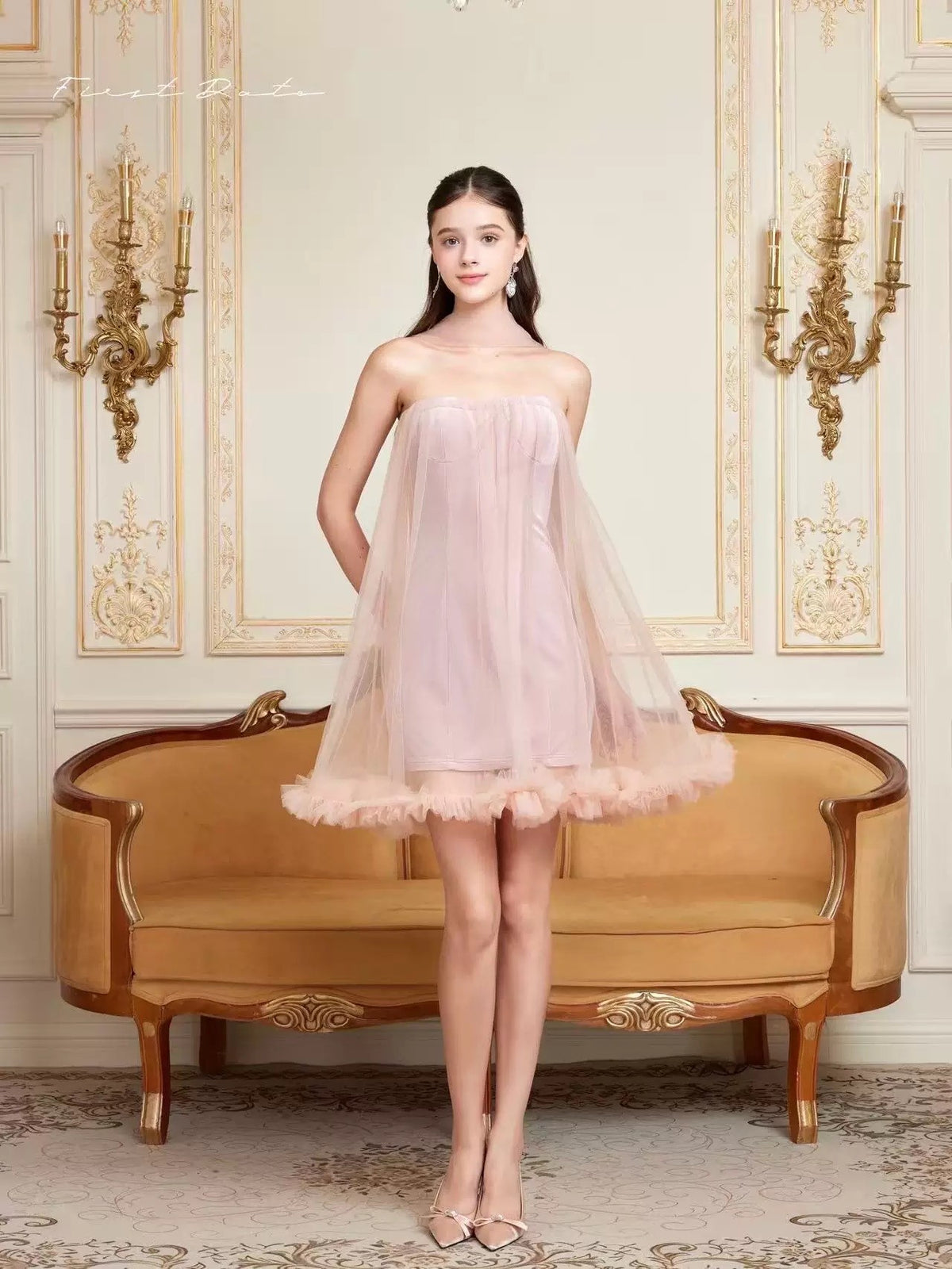 FirstDate Pink Tulle Puff Dress