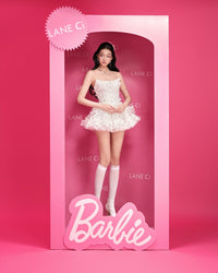 LANE CI Swan White 3D Butterfly Tube Puff Dress