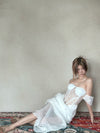 CROWCREW White Mist Fishbone Double-Layer Dress