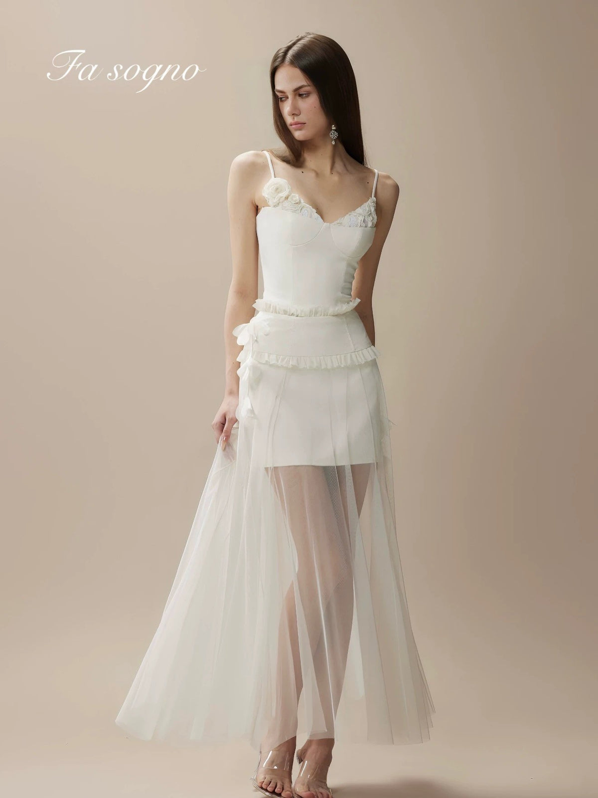 Fa Sogno White Tulle Dream Camisole Top and Skirt Set product image 3