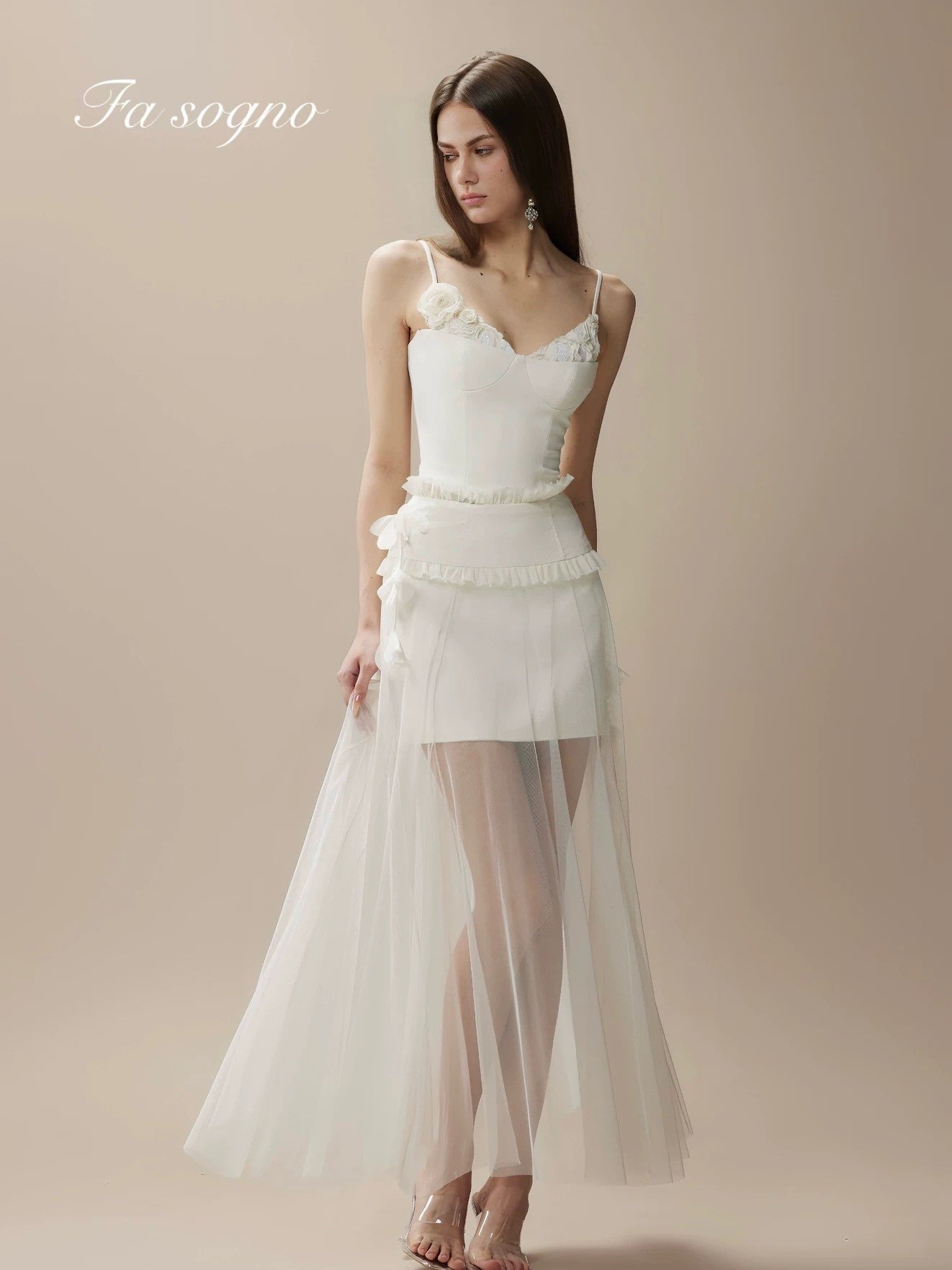 Fa Sogno White Tulle Dream Camisole Top and Skirt Set product image 3