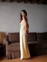 Sheer Luck Aurelia Minimal Bow Open-Back Strapless Dress (Yellow)