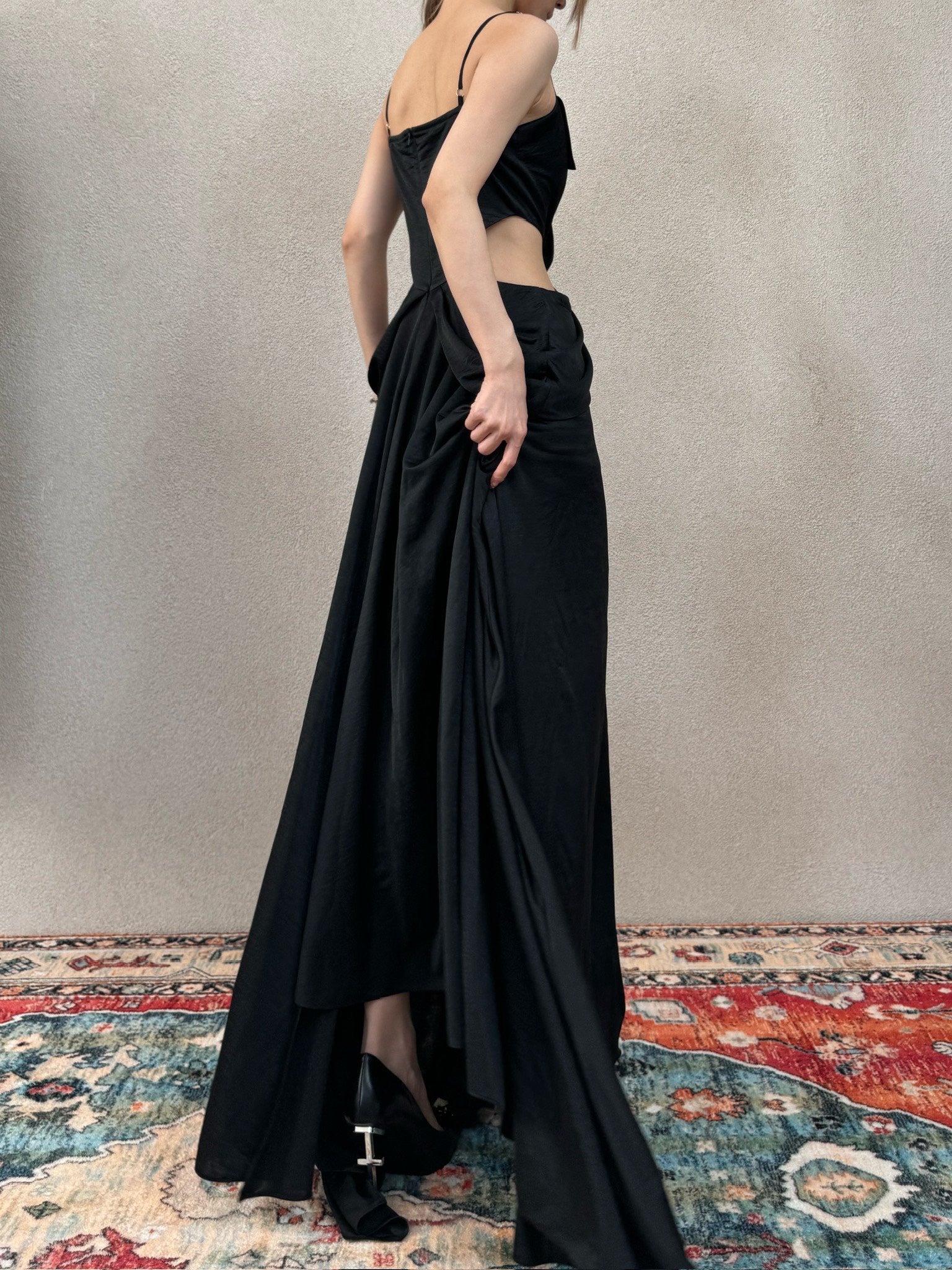 CROWCREW Ancient Greek Opulent Cross-Back Maxi Dress