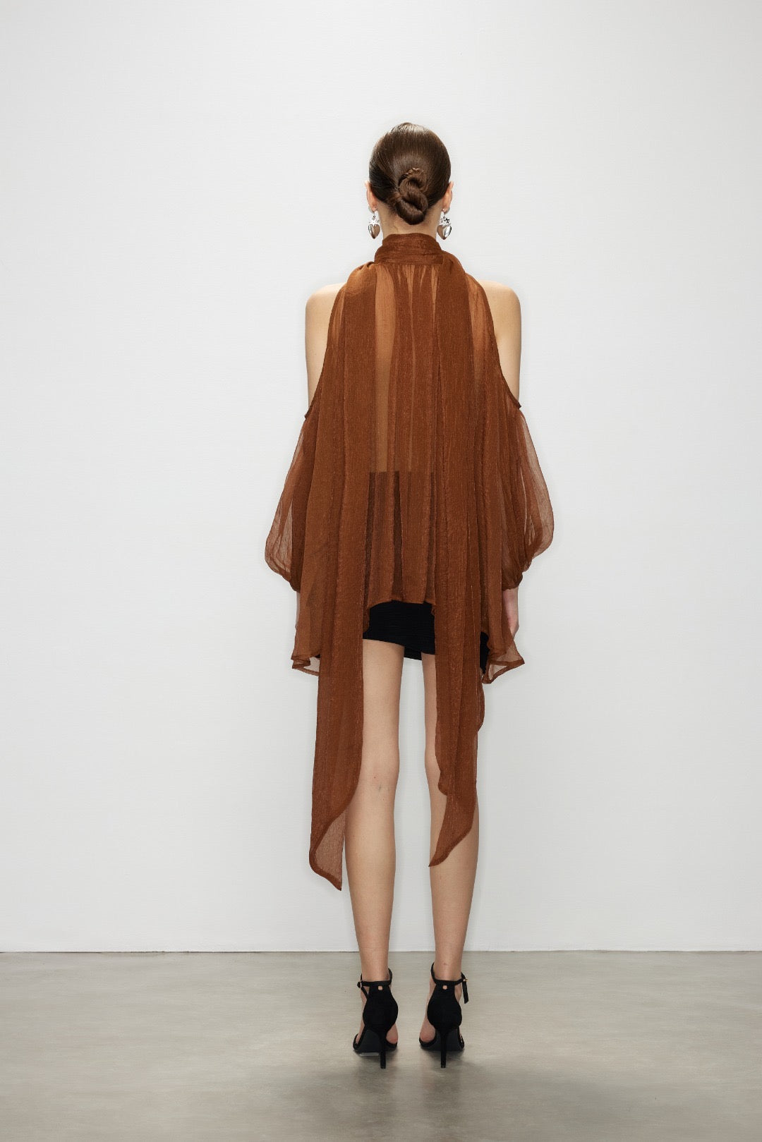 Artel Retro Caramel Light Off-Shoulder Ribbon Top