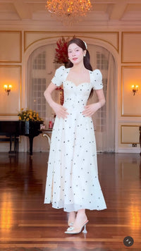 SoVintage Claudi Polka Dot French Square-Neck Dress