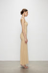 Artel Retro Halter Beige Mesh Midi Dress
