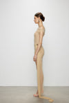Artel Retro Sheer Nude Off-shoulder Mini  Dress