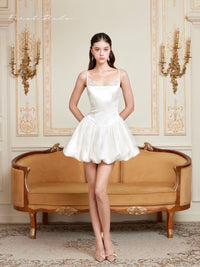 First Date White Spaghetti Strap Bubble Dress