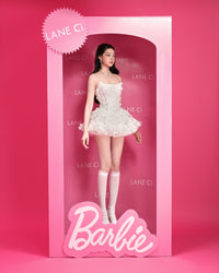 LANE CI Swan White 3D Butterfly Tube Puff Dress