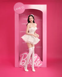 LANE CI Karen White Boned Tube Puff Dress