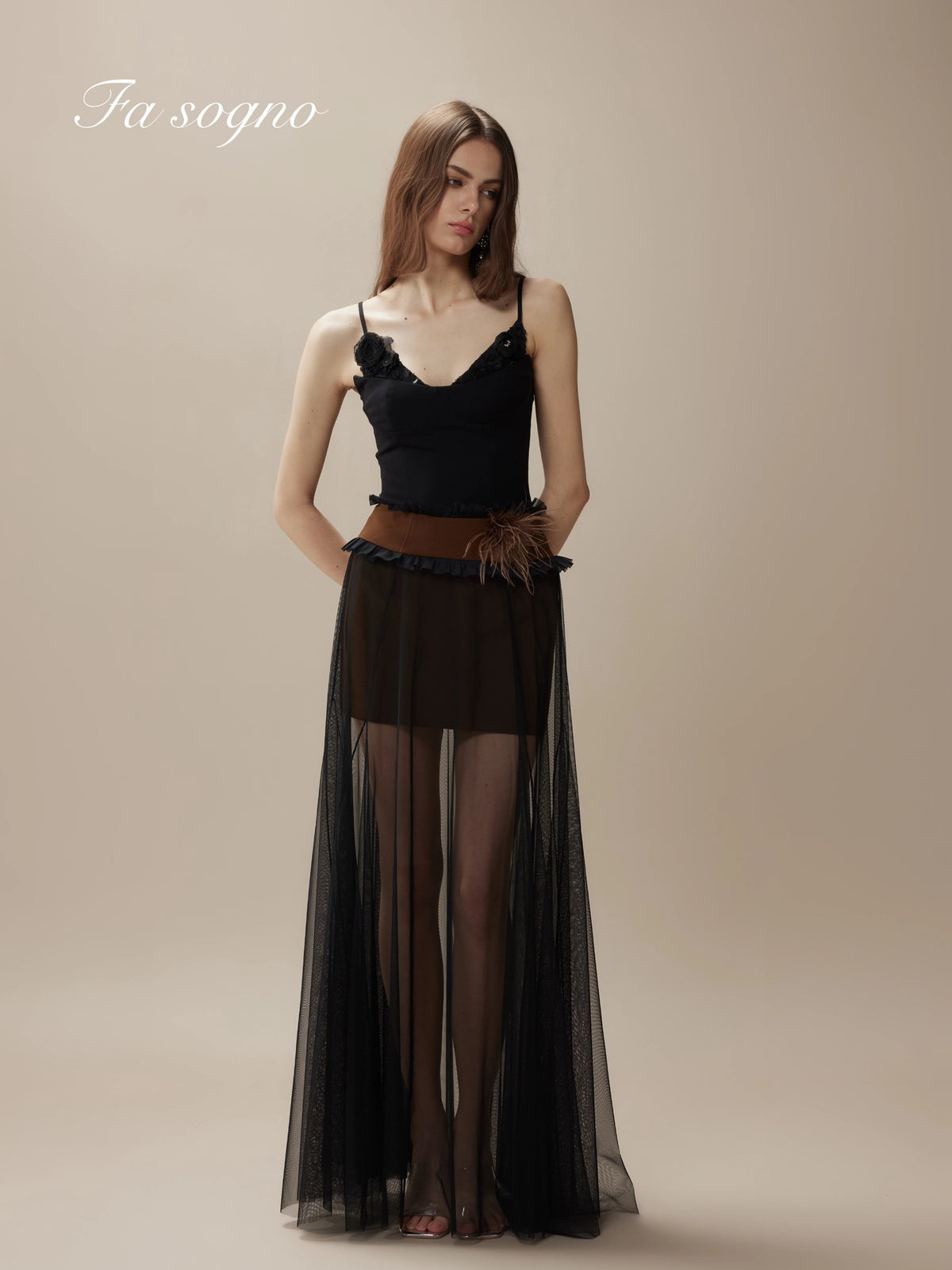 Fa Sogno Black Tulle Dream Camisole Top and Skirt Set product image 1