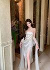 CROWCREW White Oriole Morning Mist Strapless Maxi Dress