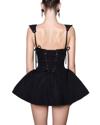 LSOUL Dercy Black Strappy Slim A-Line Dress