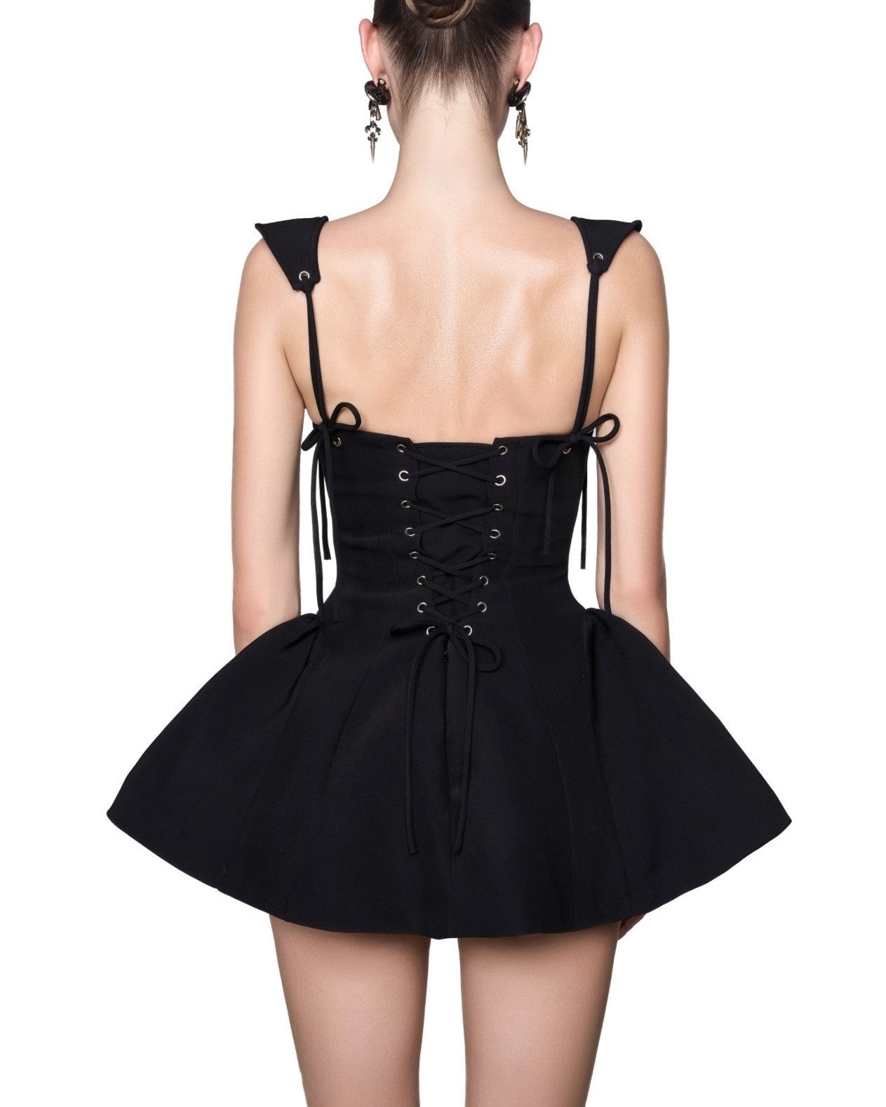 LSOUL Dercy Black Strappy Slim A-Line Dress