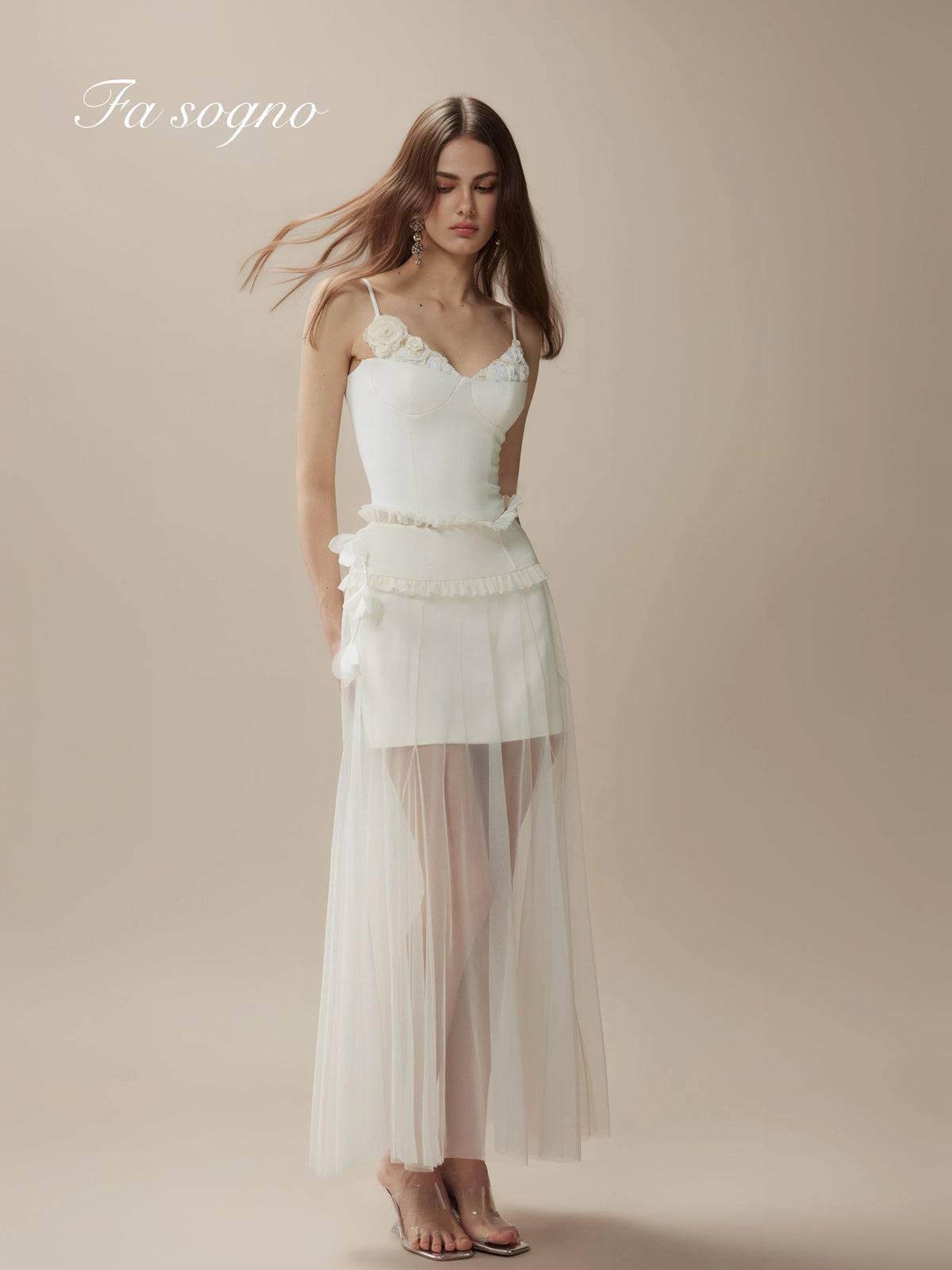 Fa Sogno White Tulle Dream Camisole Top and Skirt Set product image 2