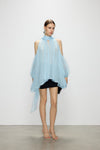 Artel Retro Light  Blue Off-Shoulder Ribbon Top