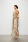 Artel Retro Wave Kiss Light Brown Ruffled High-Slit Dress