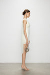 Artel Retro Sheer White Ribbon V-Neck Fitted Dress