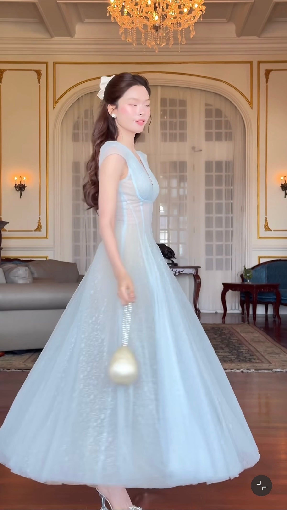 SoVintage Acelia Ice Blue V-Neck Dress