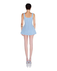 LSOUL Blue Denim Strappy Waist-Cinching Dress