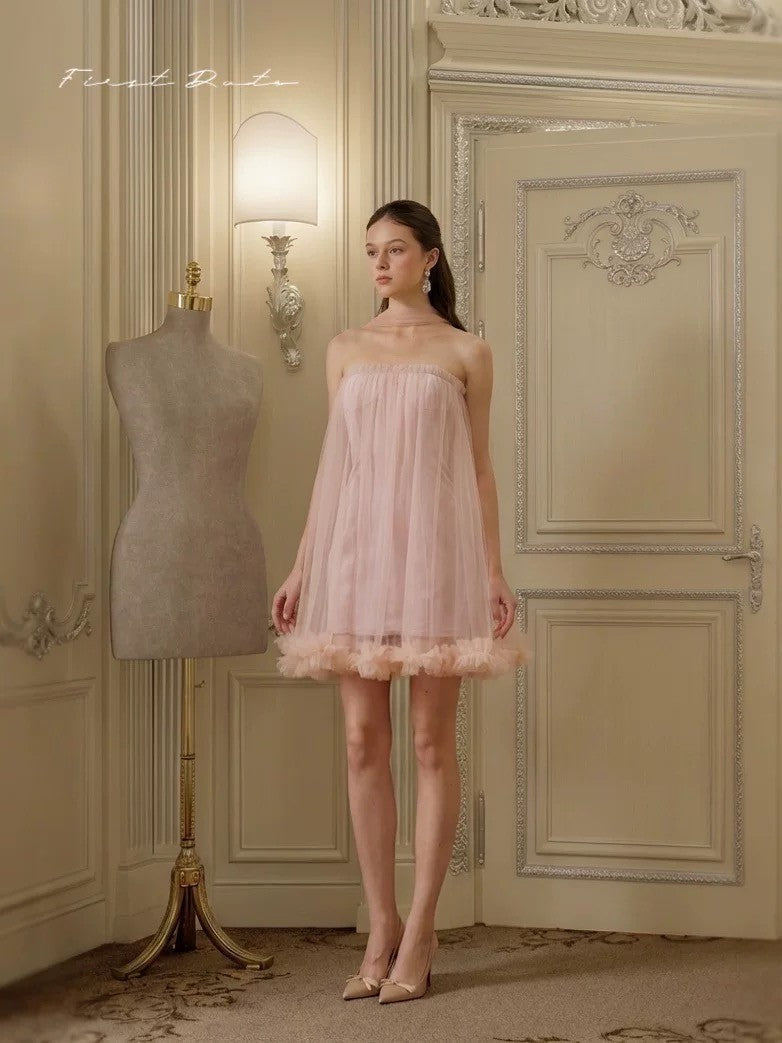 FirstDate Pink Tulle Puff Dress