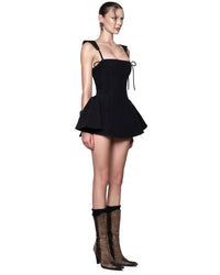 LSOUL Dercy Black Strappy Slim A-Line Dress