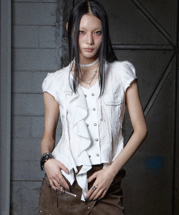 NOTKNOWING Mili Grunge Shirt (WHITE)
