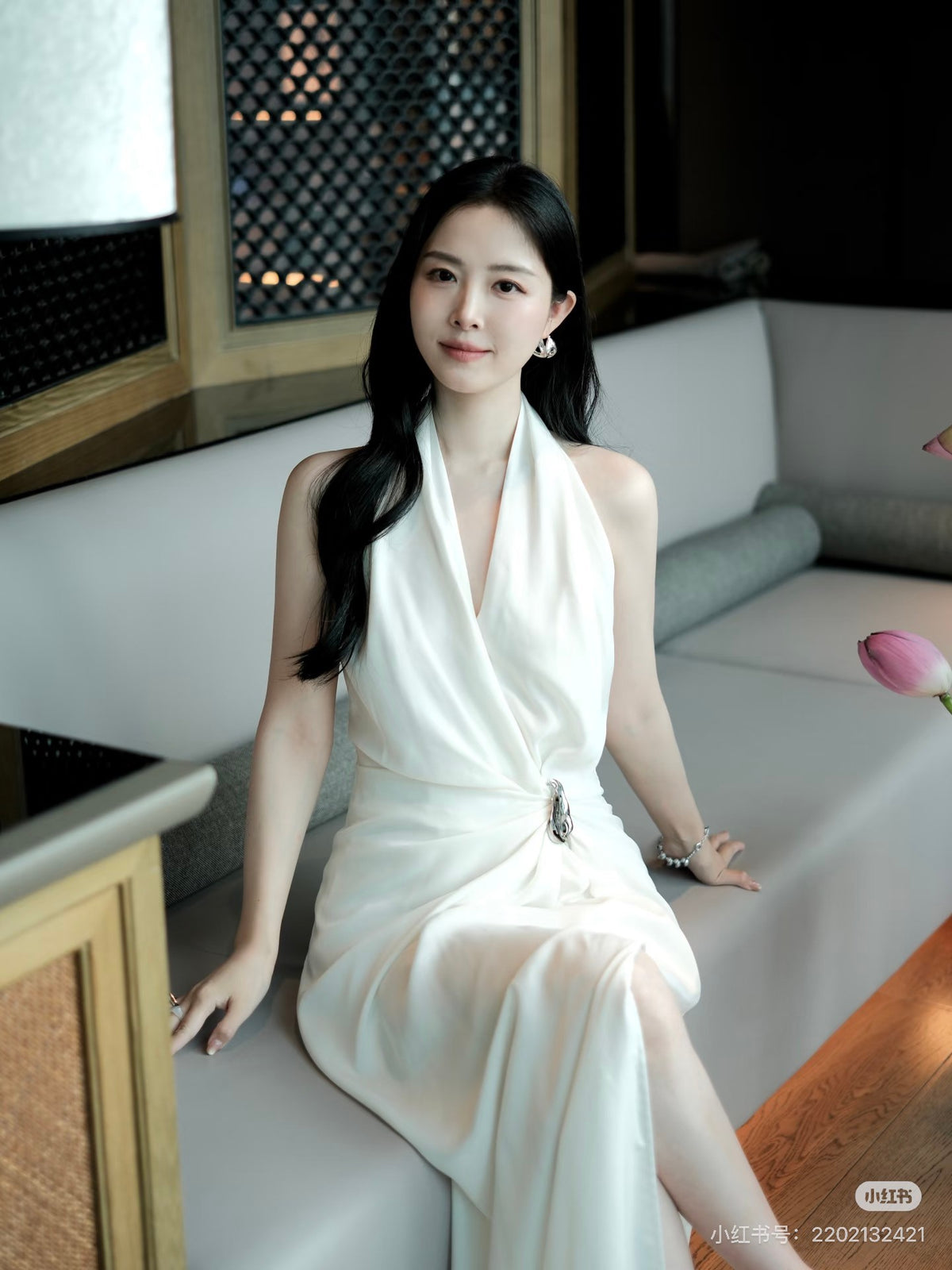 BY TRIOTRIO White Halter Open-Back Dress