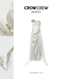 CROWCREW White Oriole Morning Mist Strapless Maxi Dress