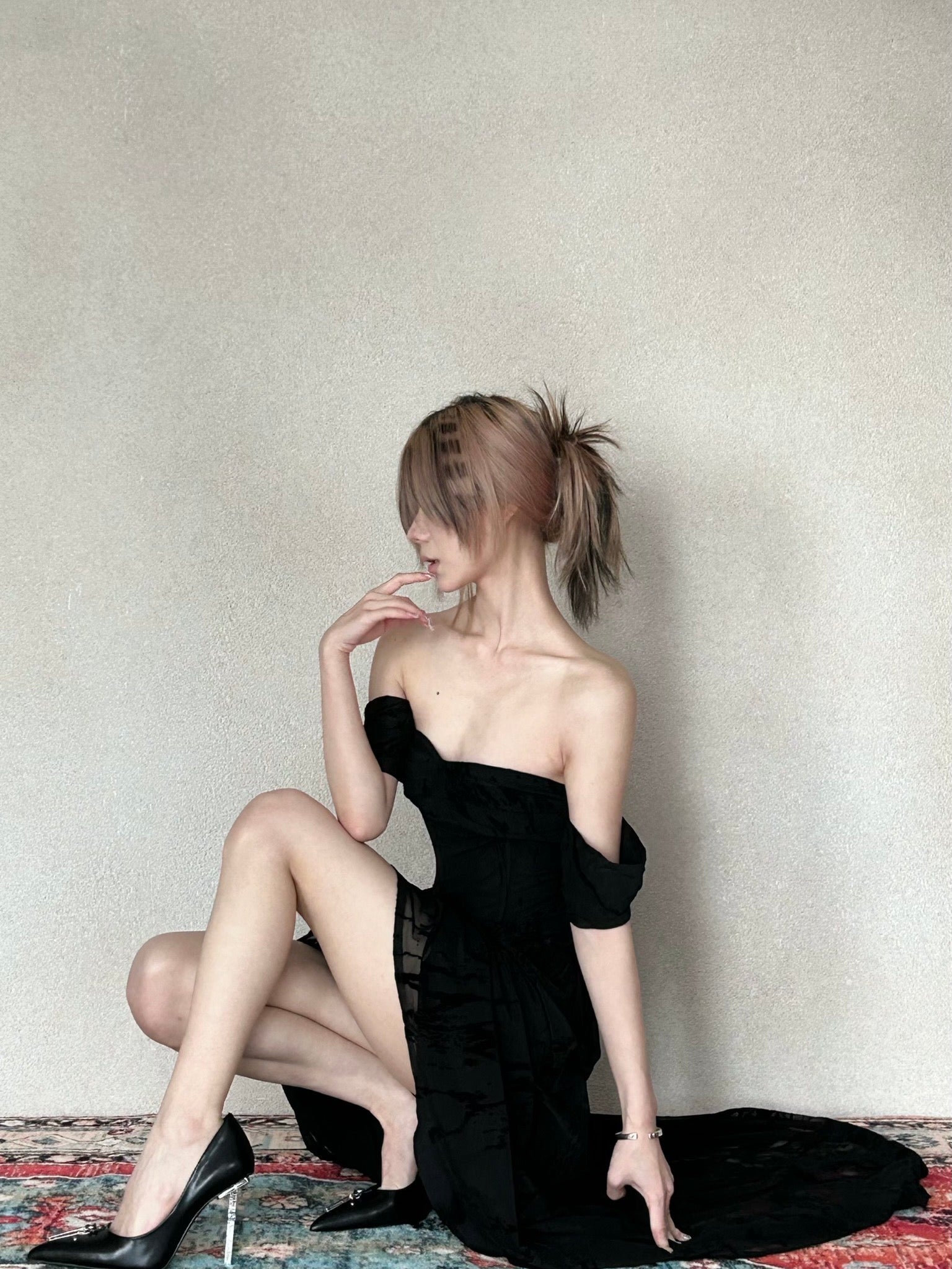 CROWCREW Nightfall Gathered Slim-Fit Dress